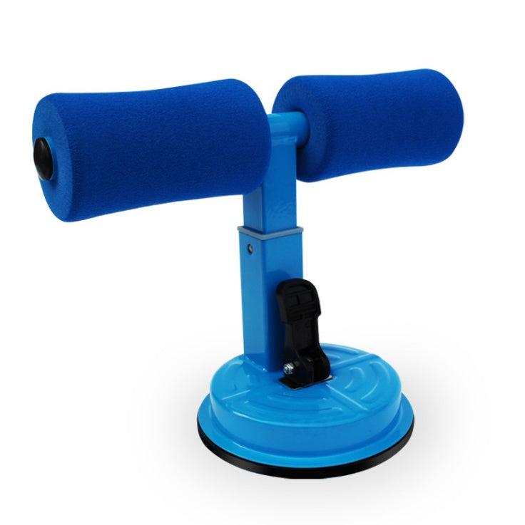 Blue handheld exercise device with handles on a white background