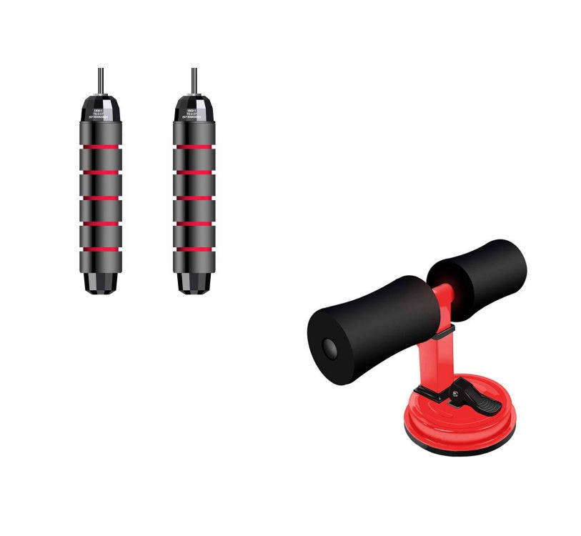 Black and red suction cup tool with two black handles on a white background