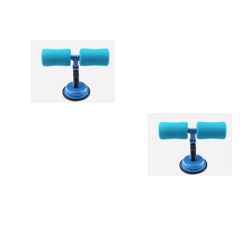 Blue and black exercise equipment on a white background