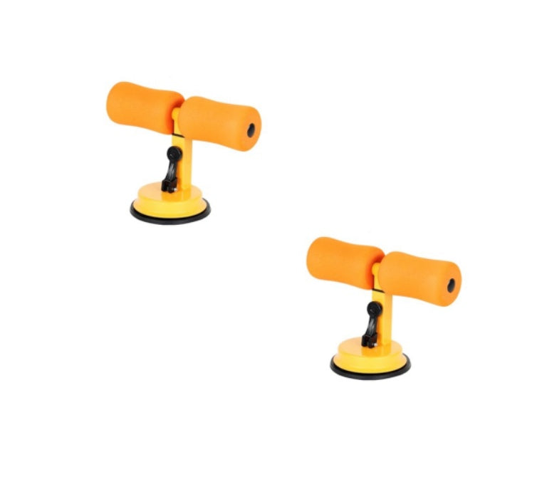 Two orange and yellow arm exercise devices on a white background