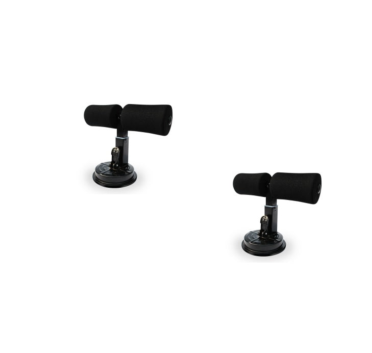 Two black microphone stands on a white background