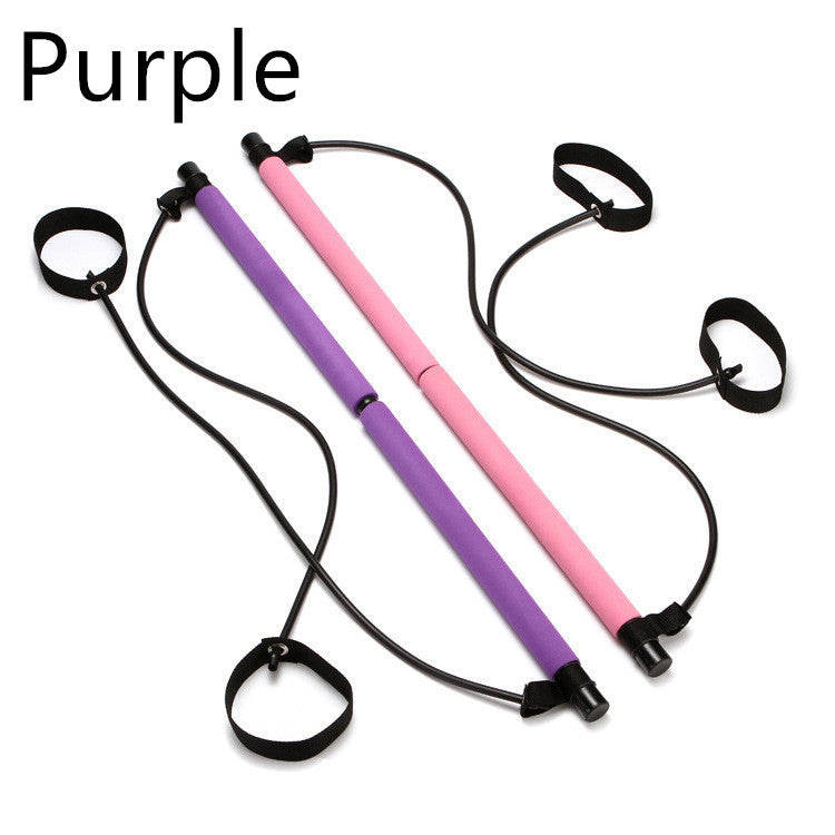 Purple and pink resistance bands with black loops on a white background