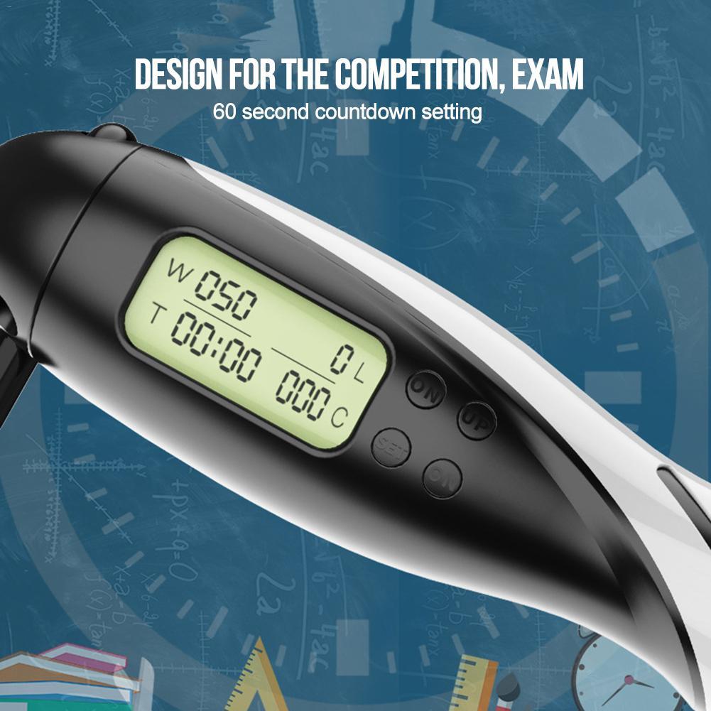Digital timer with a blue technical drawing background
