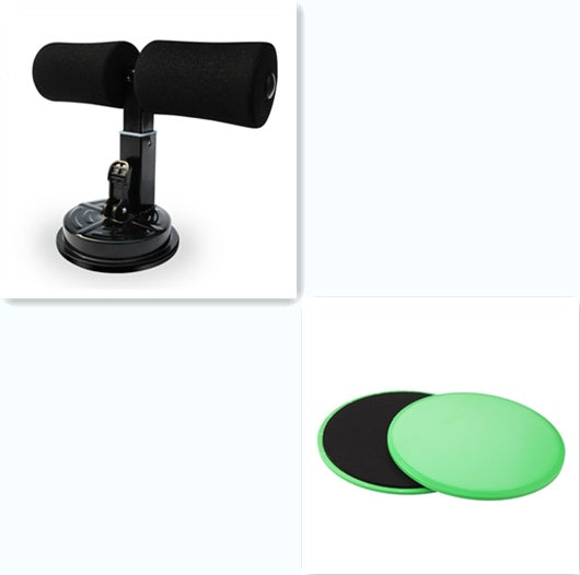 Black suction cup handle and two green polishing pads on a white background