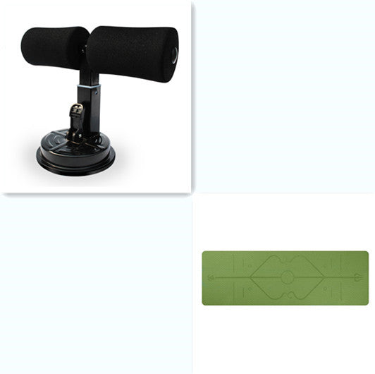 Black suction cup holder and green mat on a white background