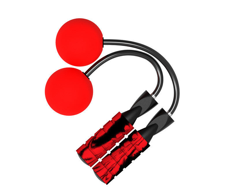 Black and red jump rope with two red jump ropes on a white background