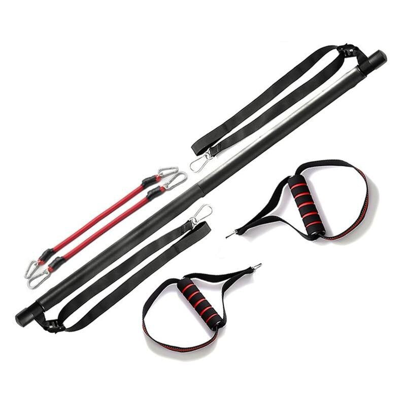Black and red resistance band set on a white background