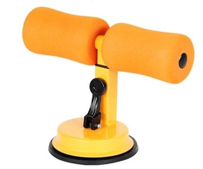 Yellow and orange tool with a suction cup on a white background
