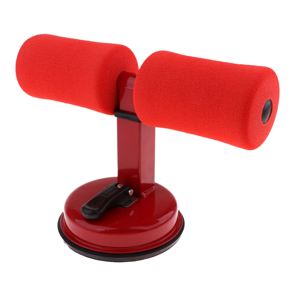 Red ab roller with two handles on a white background