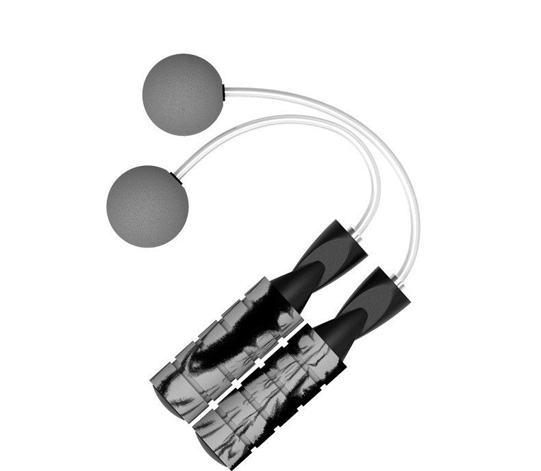 Black and gray jump rope on a white background