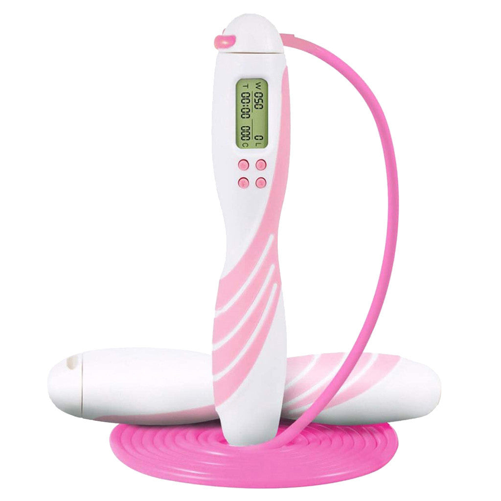 Pink and white digital jump rope on a white background